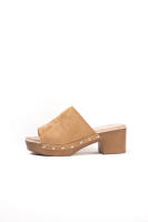 Lyla Wang Sandalias mujer mules con tacón alto y plataforma efecto madera con tachas y plantilla acolchada - details 10