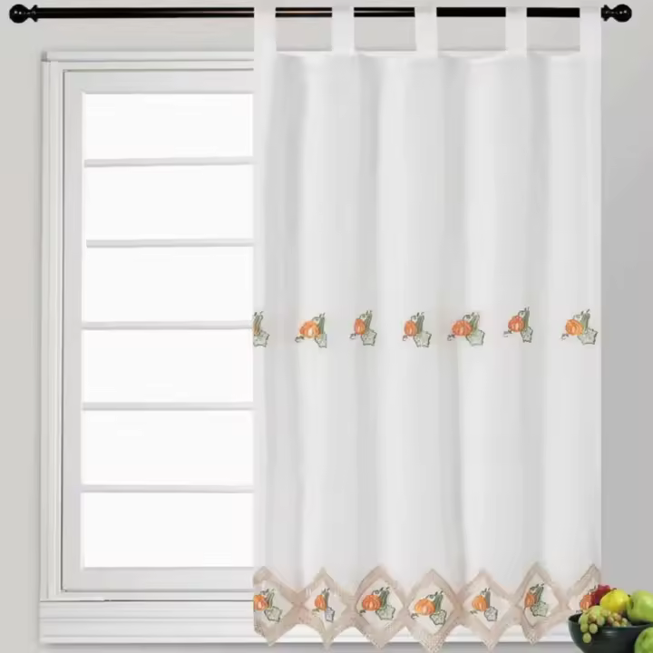 Cortina - Cocina - 100x200 Cortinas De Organza Dolly, PatróN De Calabaza, Cortinas Decorativas, DecoracióN Del Hogar. Adecuado Para Cocina, HabitacióN, SalóN, BañO. 1 Pieza, 100 X 200 Cm. 2025 Nuevo Caliente - 1