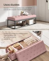 Banco de Pie de Cama, Banco Almacenaje, Soporta hasta 300 kg, para Sala de Estar, Dormitorio, Entrada, Gris y Rosa, 40 x 110 x 40 cm - details 8