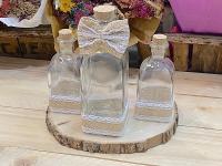 Set de cuatro piezas para la Ceremonia de las arenas Bodas tarros de cristal decorados con cinta de arpillera y lazo sobre una rodaja de madera para la ceremonia de las arenas - details 1