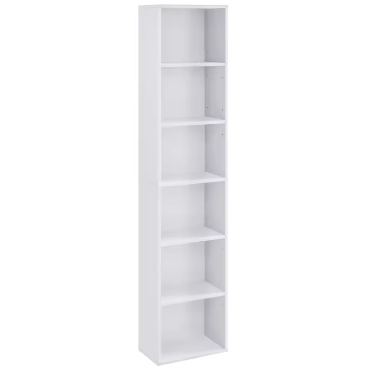 VASAGLE Librería, Estantería de 6 Niveles, para Salón, Estudio, Oficin, Dormitorio, Estilo Escandinavo, 40 x 24 x 178,5 cm, Blanco - 1