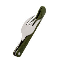 Conjunto De Utensilios De Acero Inoxidable Plegables Para Camping Y Picnic: Cuchillo Cucharón Tenedor Yspork Mochila Larga - details 7