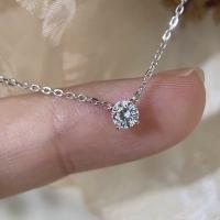 Collar de plata de ley 925 para mujer con solitario de circonita cúbica, joyería fina para regalar - details 2