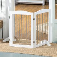 PawHut Barrera de Seguridad para Perros Plegable para Escaleras y Puertas Valla para Perros Pequeños y Medianos de 3 Paneles con Soporte de Pie para Interiores 154x30x80 cm Blanco - details 3