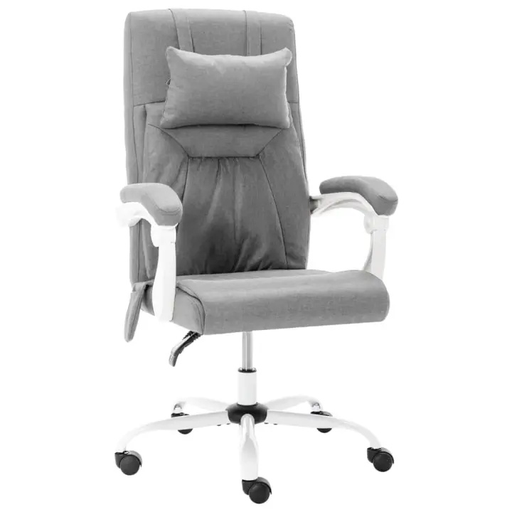 vidaXL Silla de oficina de masaje de tela gris - 1