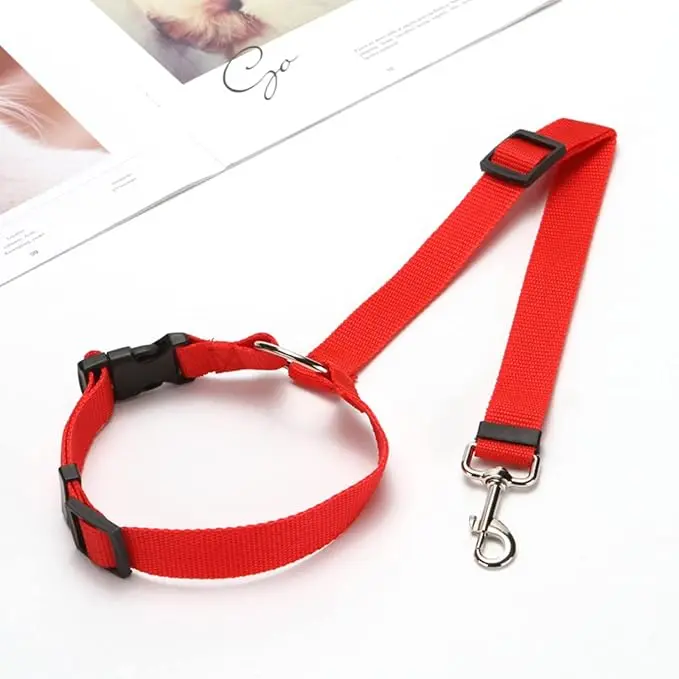 Verde - Correa de Seguridad para Mascotas - Color Sólido Dos en Uno - Cinturón de Seguridad para Perros - Arnés Ajustable para Perros - 1