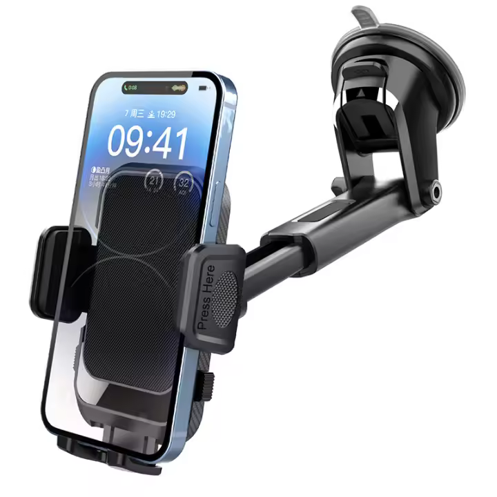 Soporte para teléfono de coche, soporte superestable para salpicadero y parabrisas, soporte para teléfono móvil con rotación de 360° y liberación con un botón - 1