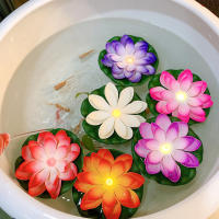 Lanternas Flotantes De Loto Impermeables Decorativas Para Piscina Luz LED Operada Por Batería Vela De Loto Para Bendición - details 12