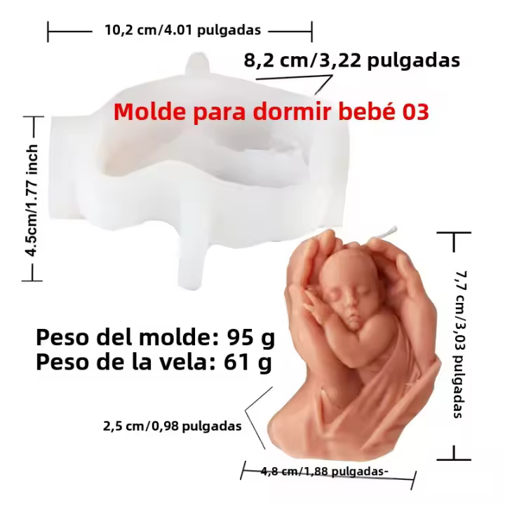 Molde De Velas De Silicona 3D Bebé Durmiendo En Mano Para DIY Agradecimiento Regalo Para Padres Decoración De Hogar Resina Gypsum - 1