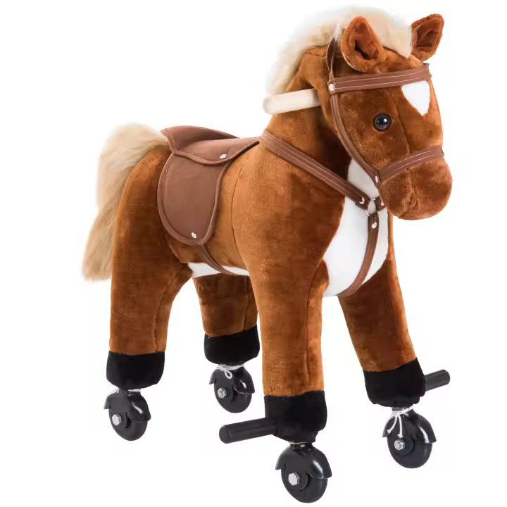 HOMCOM Caballito para Bebes de +36 Meses Caballo con Ruedas Sonidos de Relincho Palos y Pedales Carga 60 kg 55x23x60 cm - 1