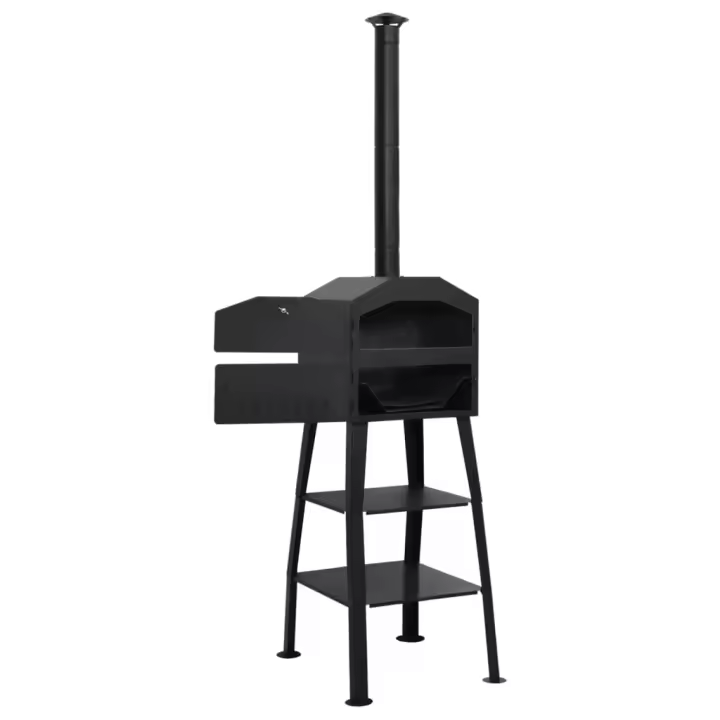 VidaXL Horno de carbón 2 piedras barro refractario negro 203x54x59 cm - 1