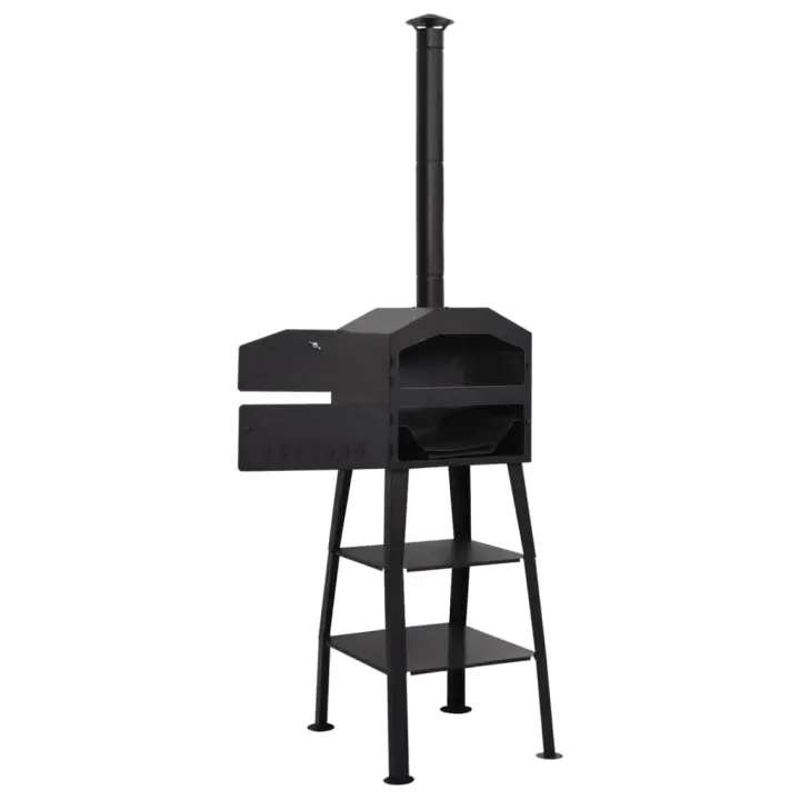 VidaXL Horno de carbón 2 piedras barro refractario negro 203x54x59 cm - 1