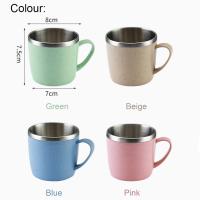 Vaso De Acero Inoxidable Sencillo Y De Color Sólido Con Elemento De Trigo Y Paja Para Niños Vaso Pequeño De Agua Antideslizante Y Anti-herida - details 7