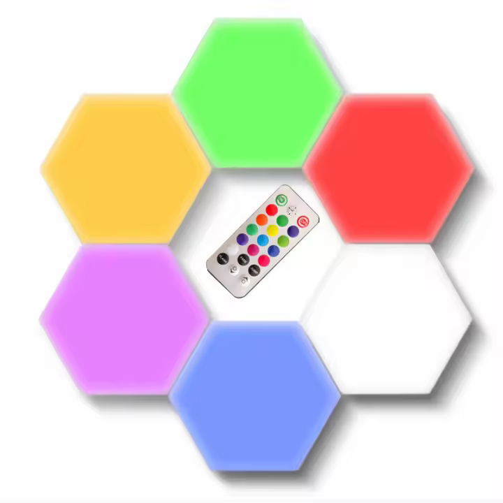 Lámpara De Noche LED RGB Con Sensor Táctil Hexagonal Para Dormitorio Luz Coloreada Wireless Control Honeycomb Wall Lamps - 1