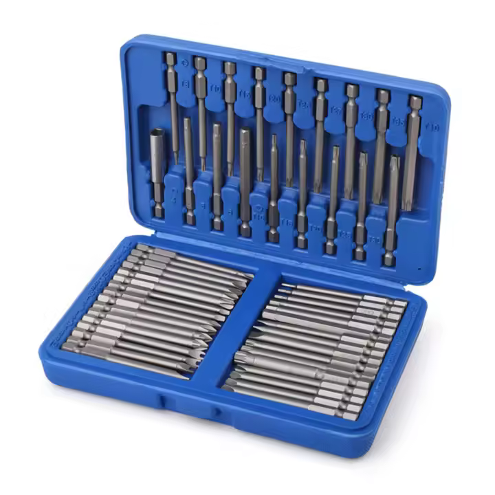 Juego De 50 Piezas De Bits Extra Largos 75mm Torx Star Hex Y Seguridad Para Destornilladores Magnéticos De Acero Cromo Vanadio - 1