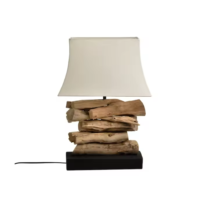 LAMPARA MESA MADERA C/PANTALLA HM472520 FIJALO - 1