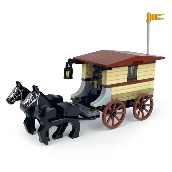 Bloques De Construcción De Caballo Para Transporte De Carros Del Siglo Medio Modelo Interconectado Para Regalo De Año Nuevo Y Día De Acción De Gracias - 1