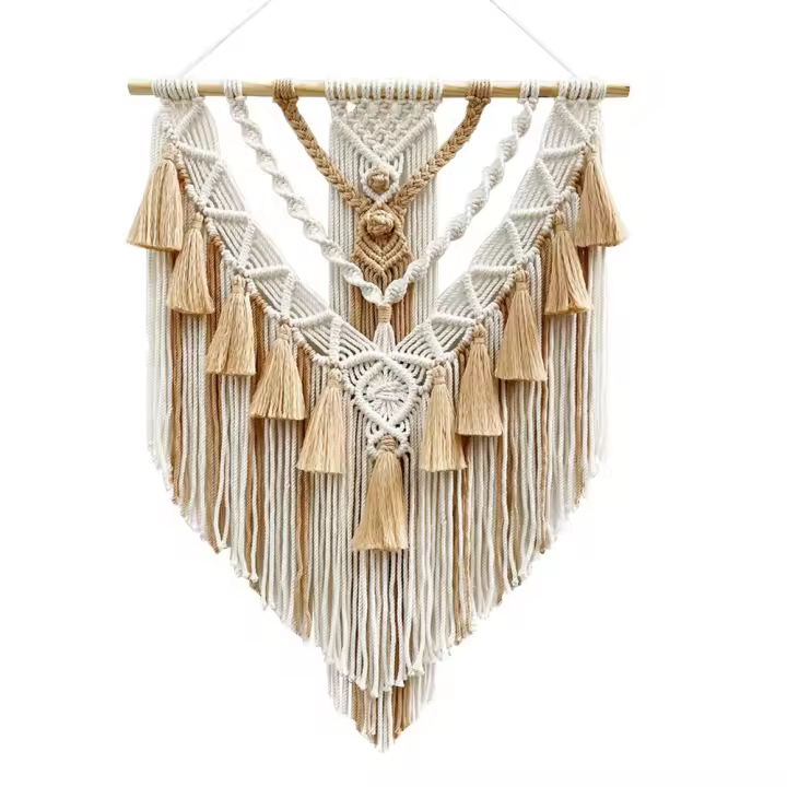 Adorno colgante de pared de macramé de Color tejido A mano, artesanía Bohemia, decoración, precioso tapiz para el hogar, decoración de sala de estar A - 1