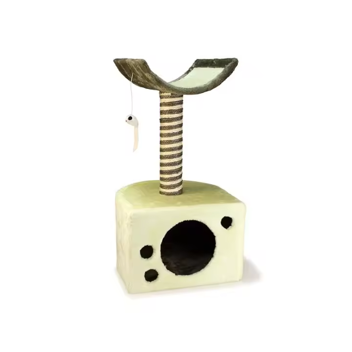 Rascador para Gato Arquivet con cueva y base alzada cóncava, medidas 30 x 30 x 65 cm - 1