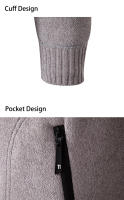 Chaqueta De Punto Para Hombre 2023 Cuello Erguido Gruesa Y Cálida Cardigan Suéter Casual Abierta Por Cremallera Manga Larga - details 35