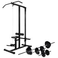 vidaXL Máquina Musculación Barra Mancuerna Pesa Ejercicio Entrenamiento Peso 30.5 kg, 60.5 kg - details 0