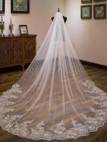 Velo De Novia Blanca De Ivoird 3x3 Metros Con Aplicaciones De Encaje Vestido De Novia De Encaje Nylon Acrílico Unido En Jiangsu China - details 6