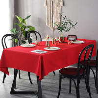 Grande Rojo Sábana De Boda Tela Gruesa Rectangular Para Fiesta Sábana De Mesa De Té Sábana De Mesa De Café Decorativa De Poliéster Sólida - details 2
