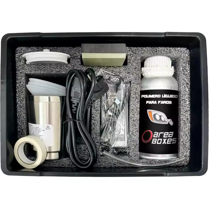 AREABOXES Kit Restauración Faros Coche – Polímero Líquido Profesional, Fácil y Rápido, Completo - 1