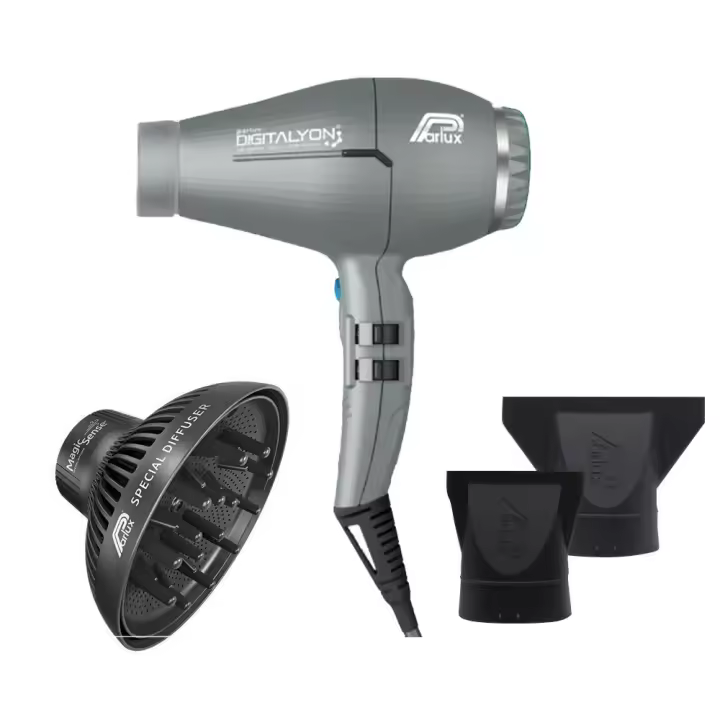 Parlux Digitalyon + Magic Sense - secador de pelo gris brillo con difusor - 1