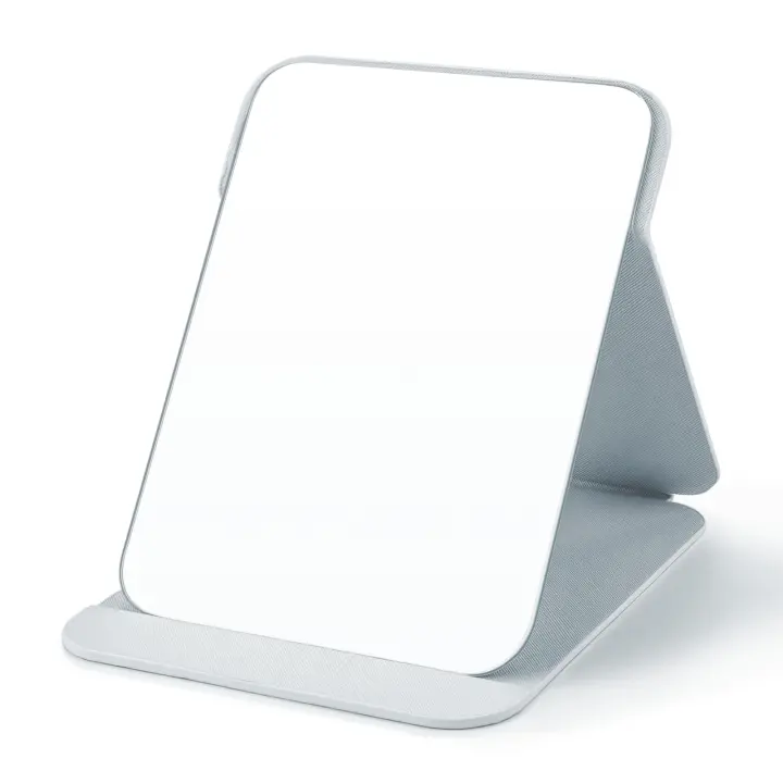 16x11cm Espejo plegable portátil, Espejo de maquillaje compacto Ultra HD, viaje de cuero de PU Negro, sombrero Independiente, Mesa plegable - 1