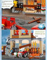 Juguete De Construcción Para Niños Estación De Bomberos Y Helicóptero De La Serie Ciudad Escala Universal Bloques Pequeños Compatible Con Lego - details 4