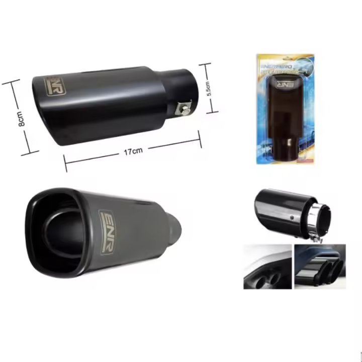 Tubo de escape grande negro, manguito de escape, garganta trasera, boquilla de escape, modificación, accesorios decorativos de acero inoxidable para automóviles. - 1