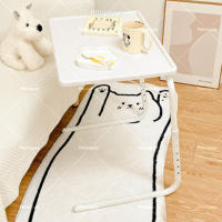 Mesita de noche, mesa pequeña móvil, dormitorio de estudiantes, escritorio simple, dormitorio, hogar, plegable, elevación, mesa de computadora perezosa - details 4