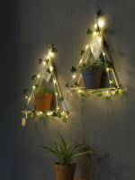 Estante Flotante De Madera Con Decoración De Hoja LED Para Decoración Del Habitáculo Estilo Bohemio Estante De Pared Para Sala De Estar - details 67