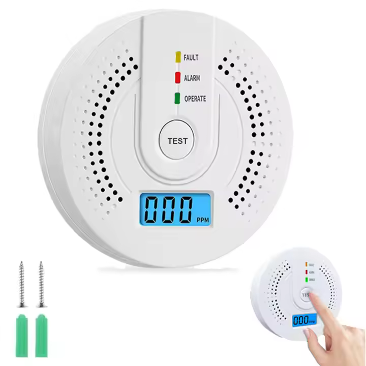 Detector de monóxido de Carbono-9.5x3.2 cm, ultrasensible, de respuesta, con Pantalla digital y Alarma Sonic, detector de incendios con fondo de Prueba y Silencio (1 Unidad) - 1