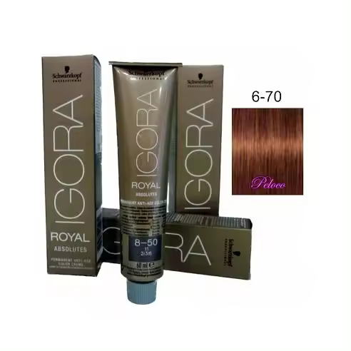 Tinte Igora Royal Absolutes 6-70 Rubio Oscuro Cobrizo Natural 60 ml. Schwarzkopf - 1