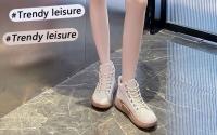 Zapatos Casuales Para Mujer Versátiles Y Moda Retro Altas a La Cintura Impermeables Con Suela Gruesa Zapatos De Tren Crustáceo Primavera Otoño - details 1