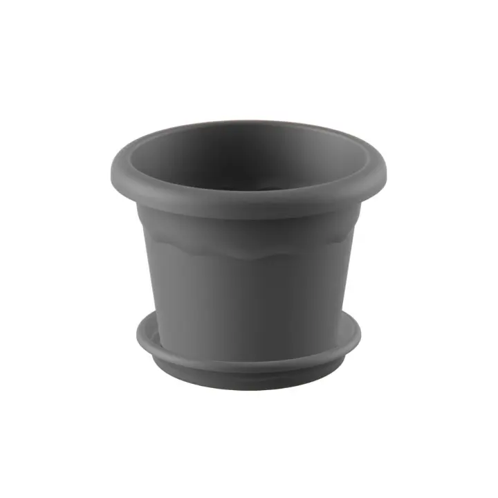 Plastiken Pack Maceta Redonda con Plato Antracita Terra 20 X 15 Cm - 1