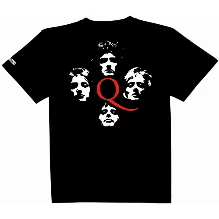 Camiseta Negra Manga Corta Banda Britanica de los 70 Freddie Algodon Unisex Musica Mercury Rock Pop - 1
