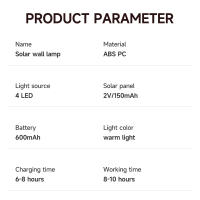 Lámpara Solar Exterior 4LED 6LED 8LED Luz Cálida Impermeable Iluminación De Jardín Pared Balcón Decorativa Luz LED Moderna - details 7