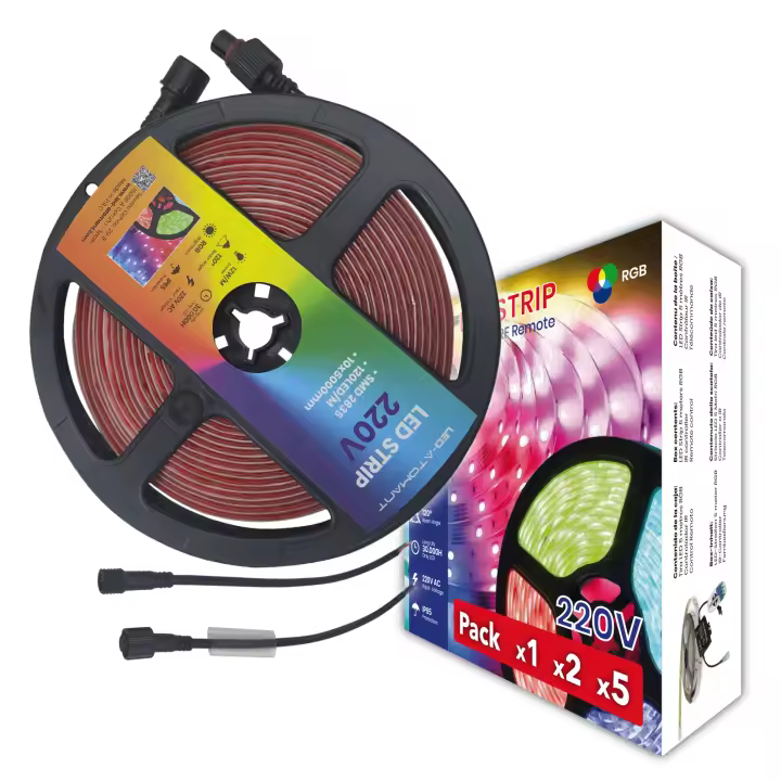 LED ATOMANT Tira LED RGB 5M Directa 220V 12W/m 60LED/m Corte 12,5cm IP65 - 1