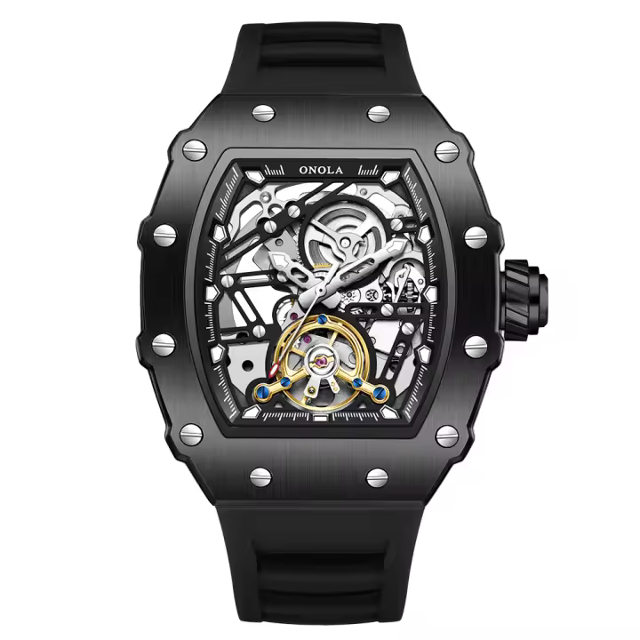 Reloj De Mezquita Para Hombre ONOLA Lujo Moda Automático Completo Cierre De Pulsera Resistente Al Agua Silicona Sin Display Dial Material De Cristal Hardlex - 1