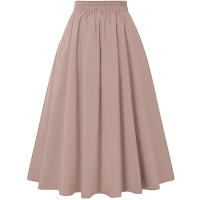ZANZEA Falda Larga Sólida Para Mujer Vintage Cintura Alta Plisada Estilo Verano Primavera A-line Con Botones Maxi Faldas Formales Polyester - details 2