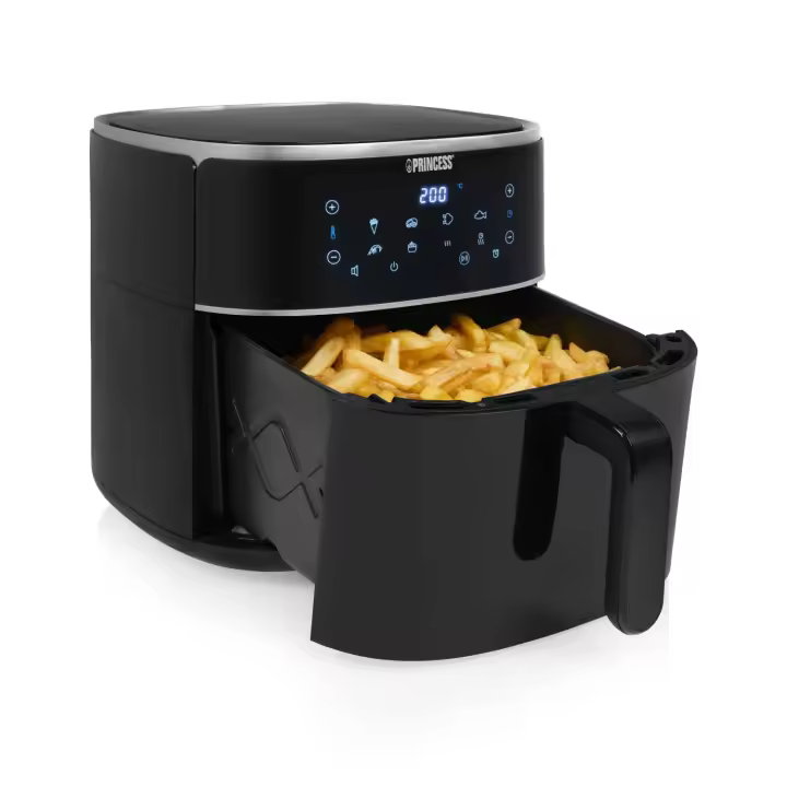 Princess Freidora de Aire Digital 8L - 1800W, Pantalla Táctil LED, 8 Programas Preestablecidos, Temperatura Ajustable hasta 200°C, Incluye Rejilla Ajustable en Altura, Cocción Saludable sin Aceite - SKU 182254 - 1