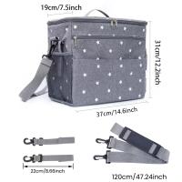 Bolsa de almacenamiento universal para cochecito de 14.6 x 12.2 x 7.5 pulgadas, bolsa grande impermeable para pañales de bebé, bolsa de almacenamiento para cochecito con portavasos y correas para los hombros, 4 maneras de llevar la mochila (gris) - details 0