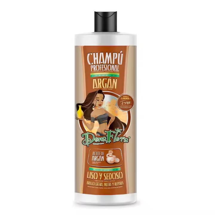Pack Dona Flora Aceite de Argán: Champú 1000ml + Mascarilla Capilar 1000ml - Reparación Intensiva, Hidratación Profunda y Brillo Extra para Cabello Seco, Dañado o Opaco - Nutrición Completa para un Cabello Saludable y Sedoso - 1