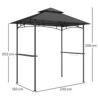 Gazebo con barbacoa LED 240x150x258 cm gazebo de Jardín ígífugo e impermeable, Techo Doble, protectores laterales, gazebo con Protección UV gazebo barbacoa para fiestes gris obscure - details 6
