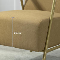 HOMCOM Butaca de Salón Sillón Individual con Reposabrazos Marco de Acero Dorado Estilo Moderno para Salón Dormitorio Marrón Claro - details 3