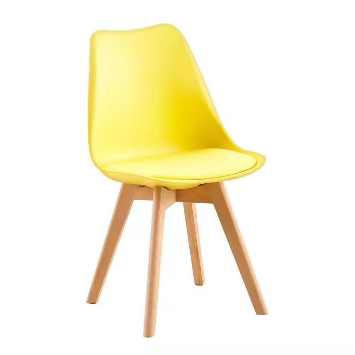 ORION91 Silla SIRIO Color Amarillo Canario Asiento Acolchado Piel Sintética y Patas Haya 54x81x48cm Comedor Oficina Salón Teletrabajo Cocina - SpazioLuzio - 1