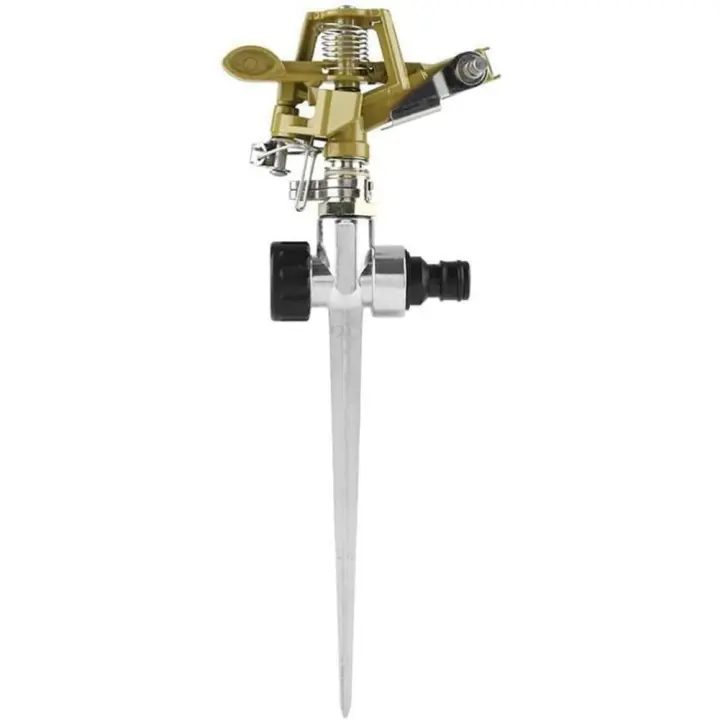 Aspersor de jardín de impulso, aspersor de césped de impacto resistente de 360 grados, rociador de riego con punta de metal para regar plantas, flores y vegetales - 1